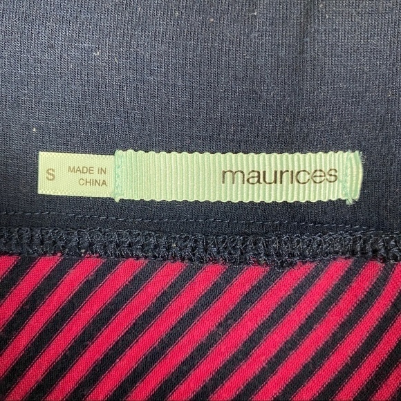 Maurices Pink Navy Blue Striped Maxi Skirt Women's Small Drawstring - Picture 6 of 8